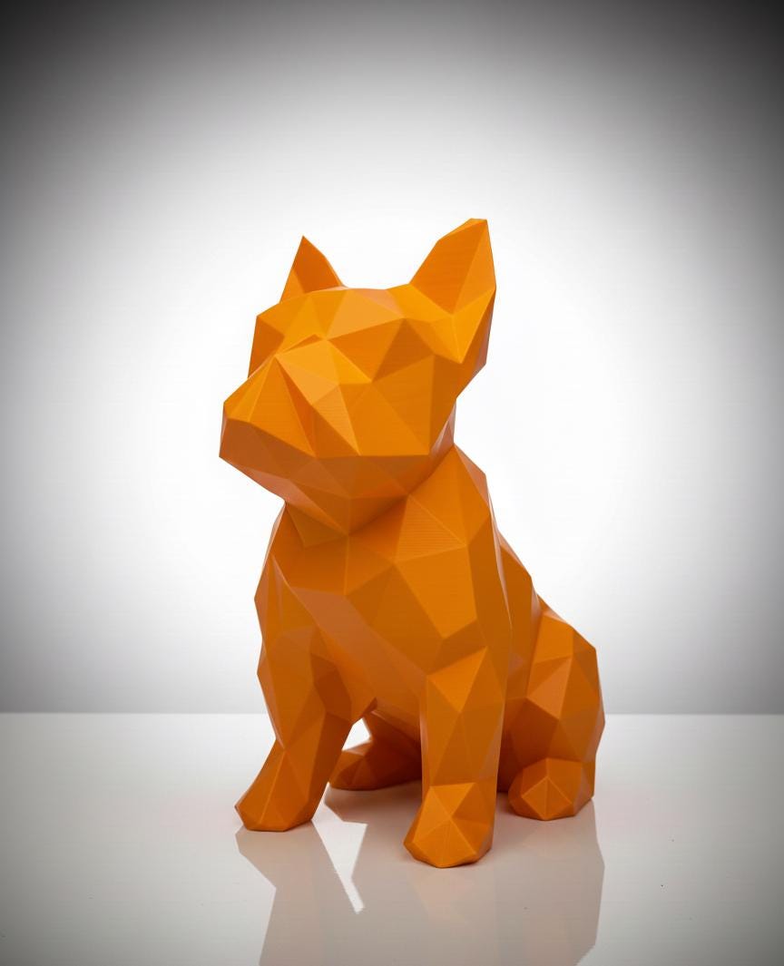 Statue Bouledogue Géométrique 3D - Sculpture Facettes