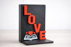 Serre-livres LOVE imprimé en 3D – Décoration bibliothèque, cadeau lecteur, idée Saint-Valentin