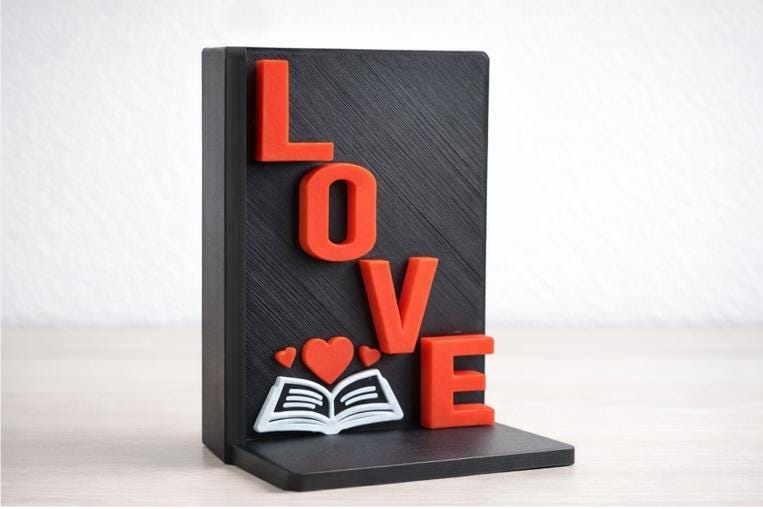 Serre-livres LOVE imprimé en 3D – Décoration bibliothèque, cadeau lecteur, idée Saint-Valentin