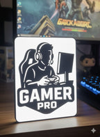 Lampe LED Gamer Pro Personnalisable 3D - Déco Bureau Gaming