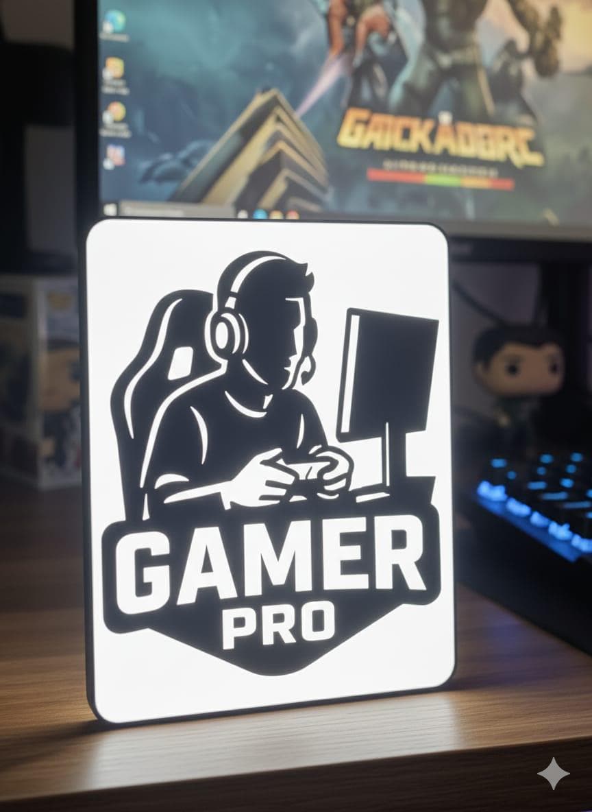 Lampe LED Gamer Pro Personnalisable 3D - Déco Bureau Gaming
