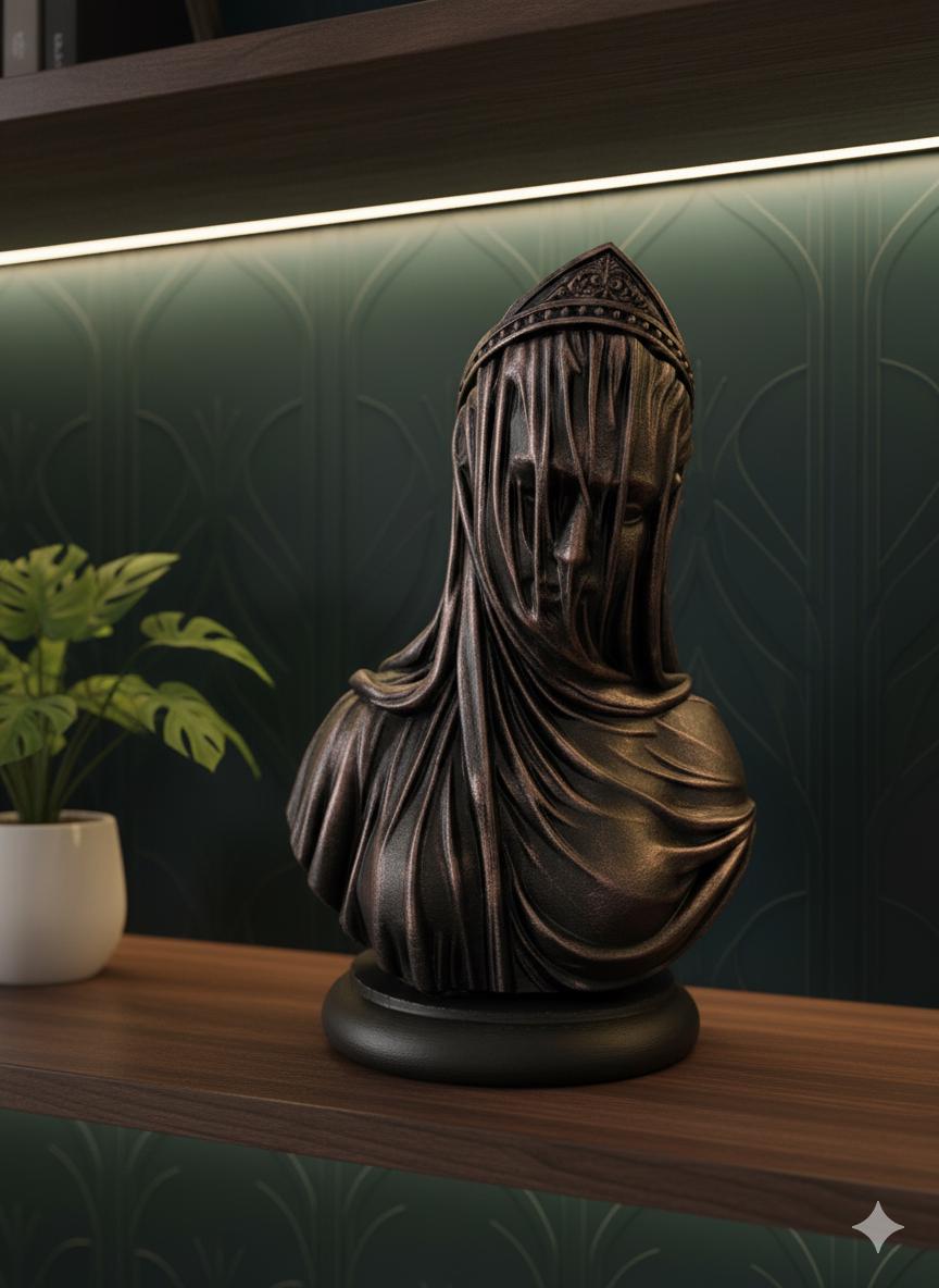 Statue Vierge Voilée 3D - Sculpture Sacrée Religieuse
