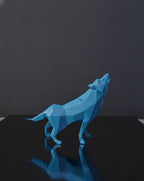 Sculpture Loup Low Poly 3D - Statue Sauvage Géométrique