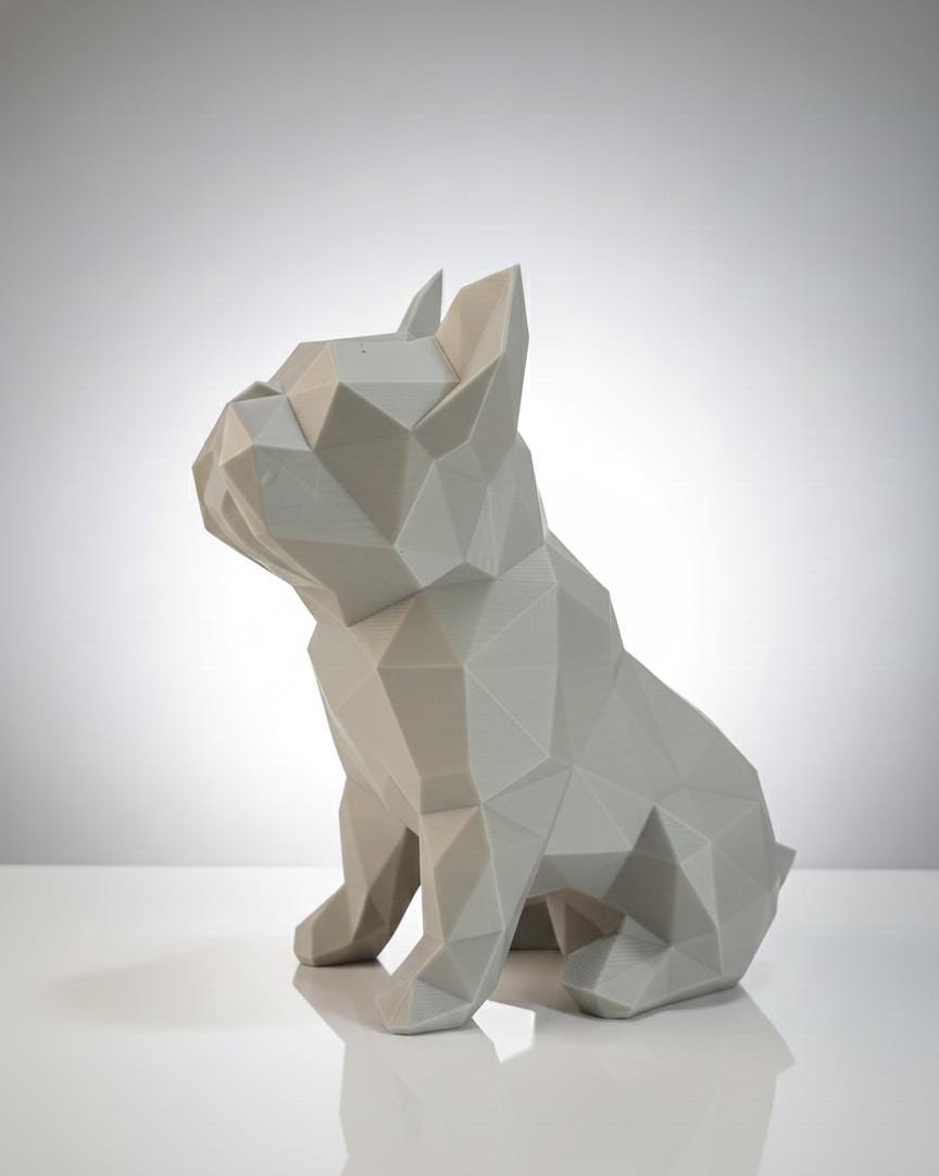 Statue Bouledogue Géométrique 3D - Sculpture Facettes