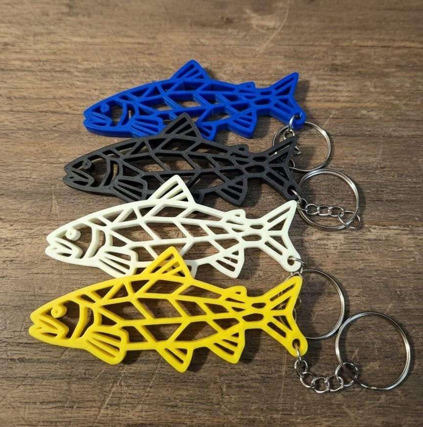Porte-Clés Truite 3D - Accessoire Pêche Géométrique