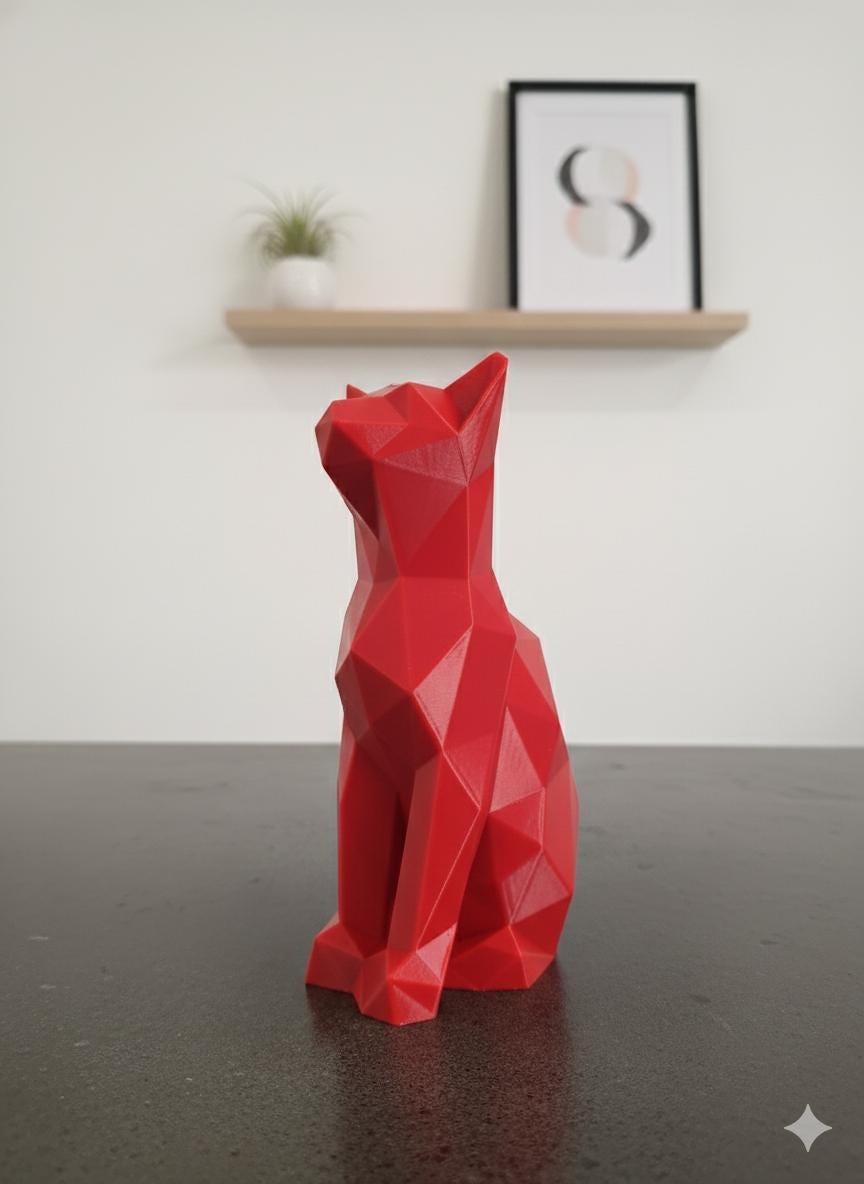 Statue Chat Origami 3D - Figurine Low Poly Moderne