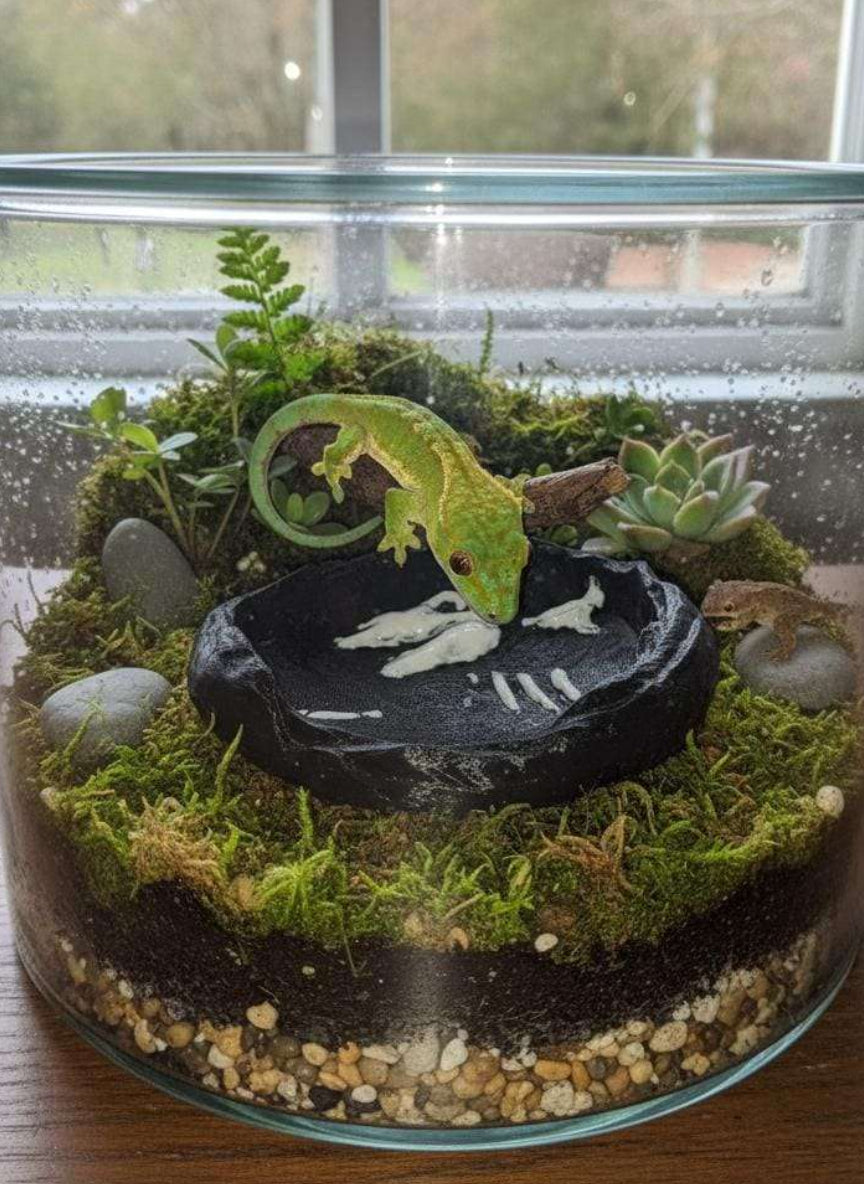 Gamelle terrarium effet roche volcanique – Coupelle eau et nourriture – Gecko, Reptiles, Amphibiens