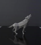 Sculpture Loup Low Poly 3D - Statue Sauvage Géométrique