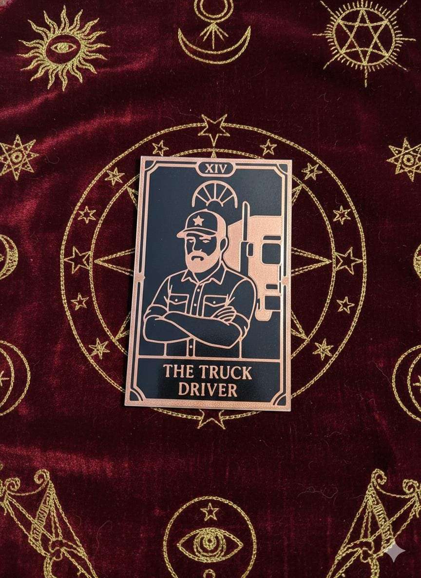 Carte Tarot "The Truck Driver" - Tarot des Métiers Cuivre & Noir - Déco Mystique