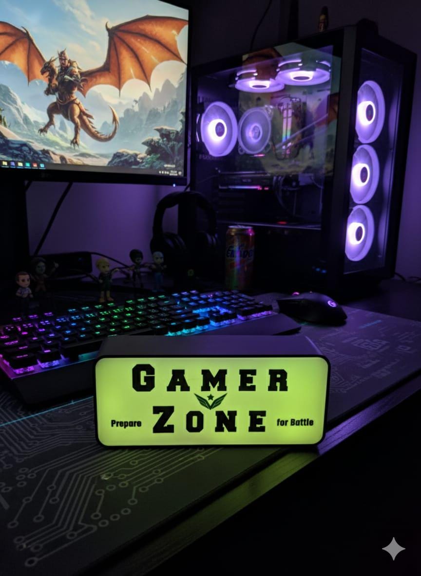 Enseigne LED Gamer Zone RGB 3D - Déco Gaming Setup