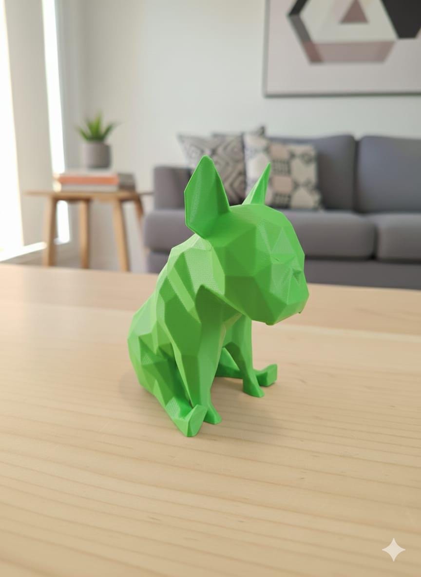 Statue Bouledogue Français 3D - Sculpture Low Poly