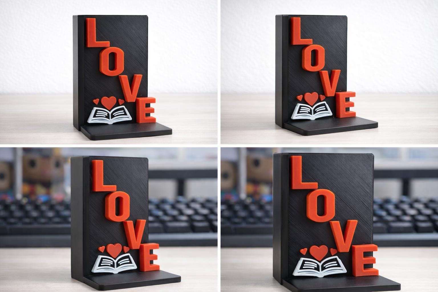 Serre-livres LOVE imprimé en 3D – Décoration bibliothèque, cadeau lecteur, idée Saint-Valentin