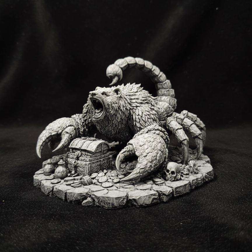 Magnet Ours-Scorpion 3D - Accessoire JDR D&D - Créature Fantasy RPG - Décor Table