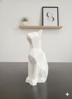Statue Chat Origami 3D - Figurine Low Poly Moderne