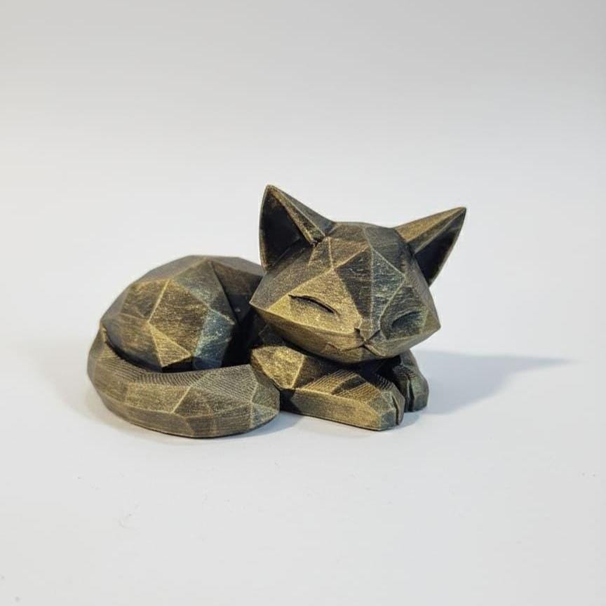 Statue Chat Minimaliste 3D - Sculpture Géométrique