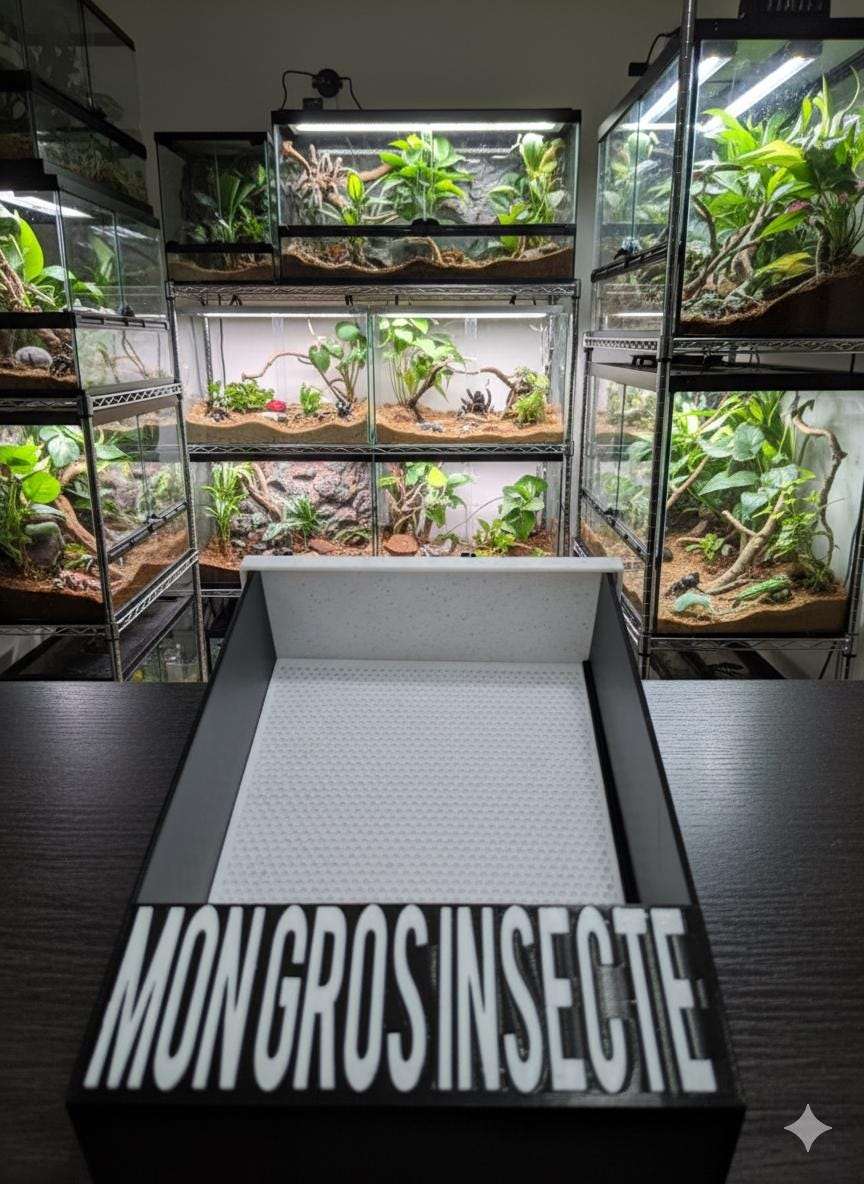 Nourrisseur mural pour terrarium personnalisable – Anti-évasion – Gecko, Pogona, Reptiles