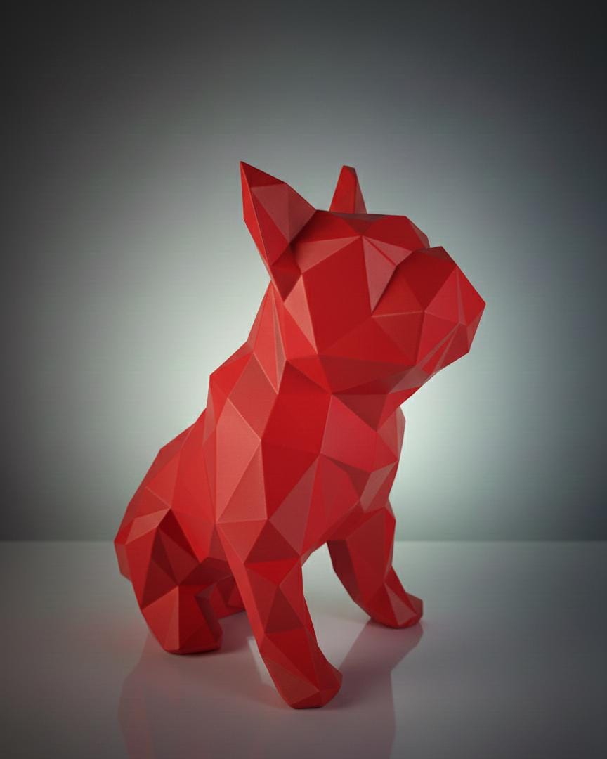 Statue Bouledogue Géométrique 3D - Sculpture Facettes