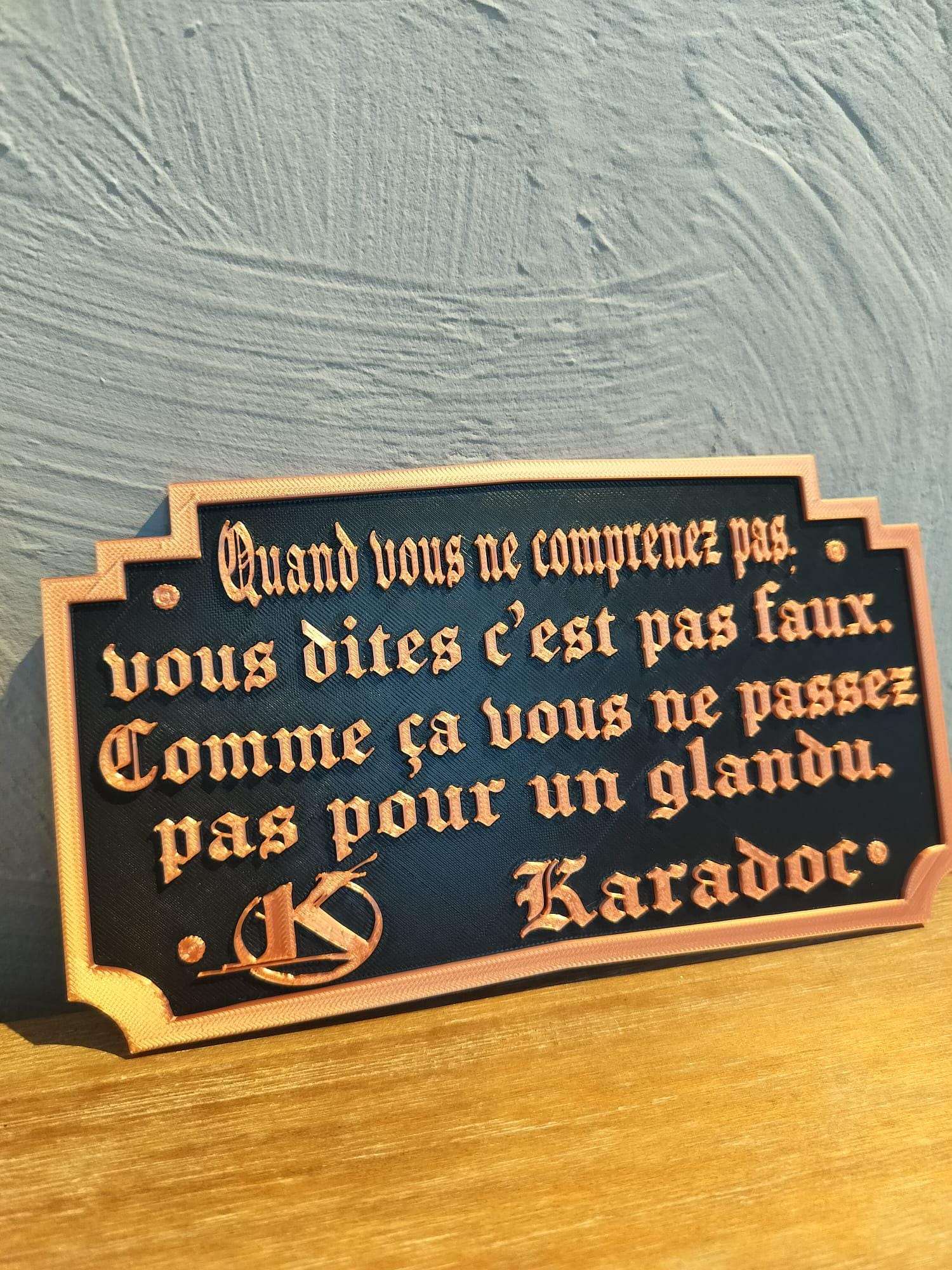 Cadre Kaamelott Citation Karadoc "C'est Pas Faux" - Déco Murale Humour - Impression 3D