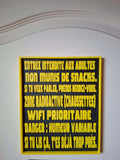 Plaque Humour "Adults Prohibited" - Déco Chambre Ado - Panneau 3D Jaune-Noir