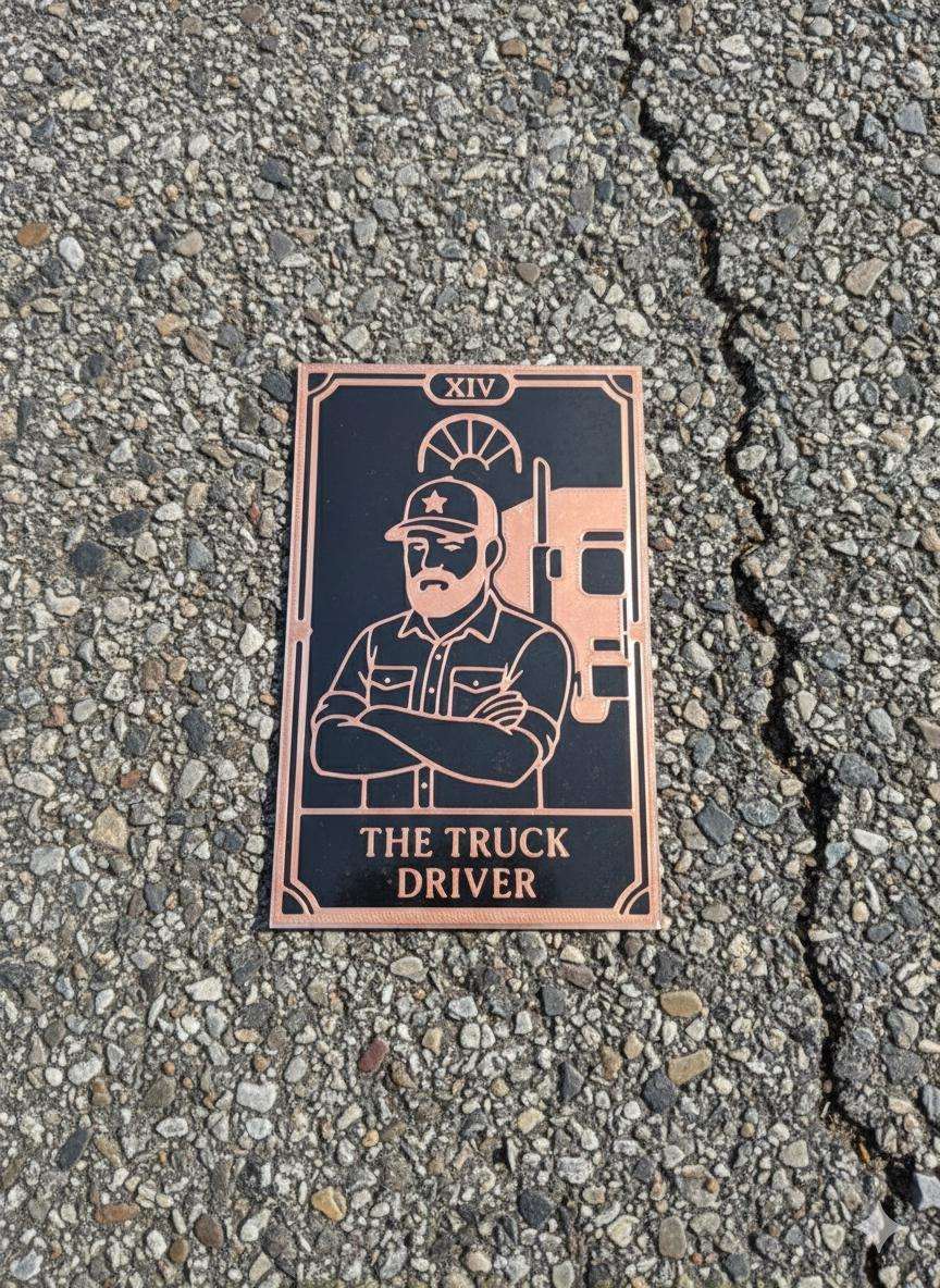 Carte Tarot "The Truck Driver" - Tarot des Métiers Cuivre & Noir - Déco Mystique