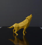 Sculpture Loup Low Poly 3D - Statue Sauvage Géométrique