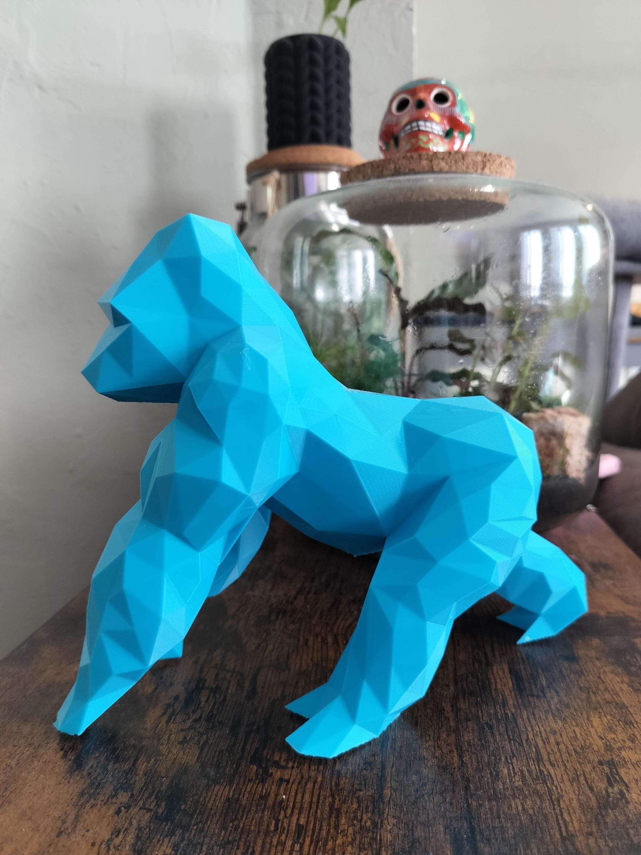 Statue Gorille Low Poly - Sculpture Origami 3D - Déco Moderne Animalière Design