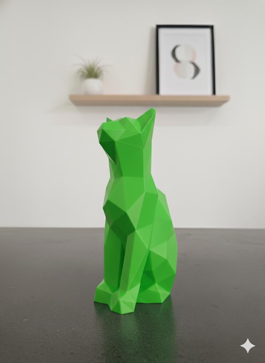 Statue Chat Origami 3D - Figurine Low Poly Moderne