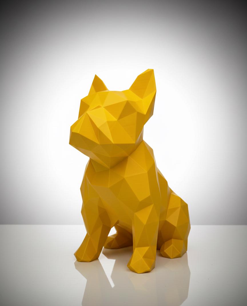 Statue Bouledogue Géométrique 3D - Sculpture Facettes