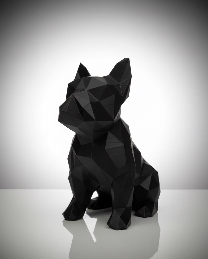 Statue Bouledogue Géométrique 3D - Sculpture Facettes