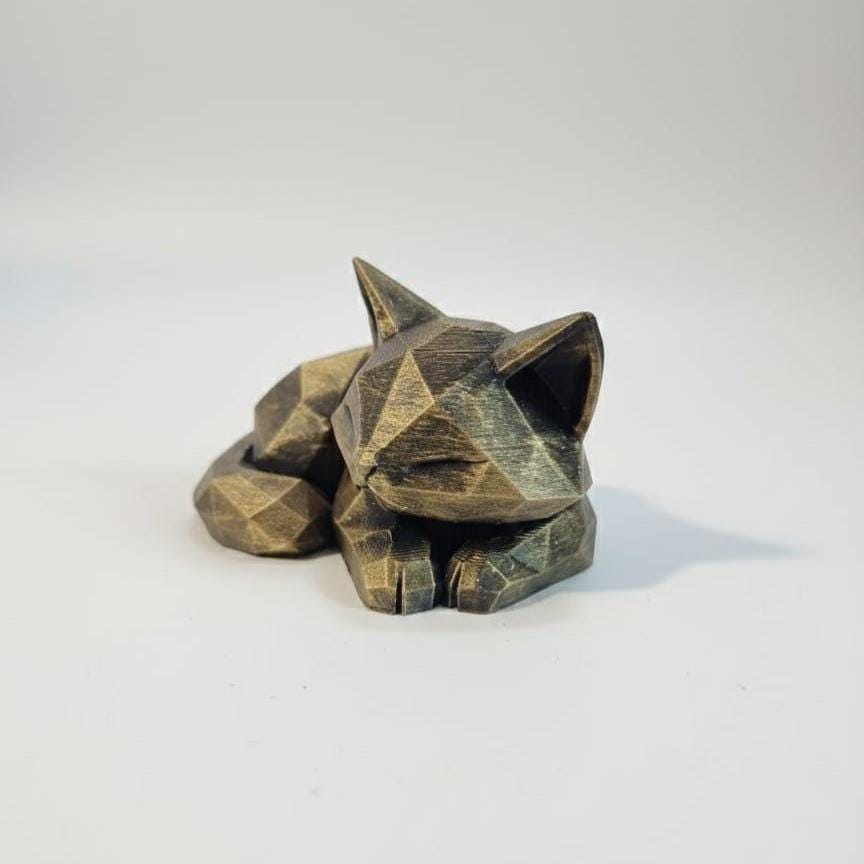 Statue Chat Minimaliste 3D - Sculpture Géométrique