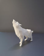 Sculpture Loup Low Poly 3D - Statue Sauvage Géométrique