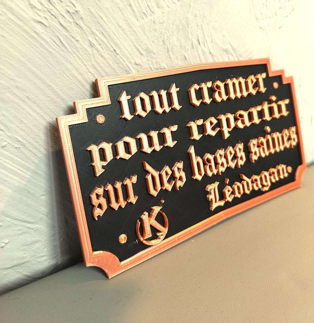 Plaque Kaamelott Citation Léodagan "Tout Cramer" - Déco Murale Humour - Impression 3D