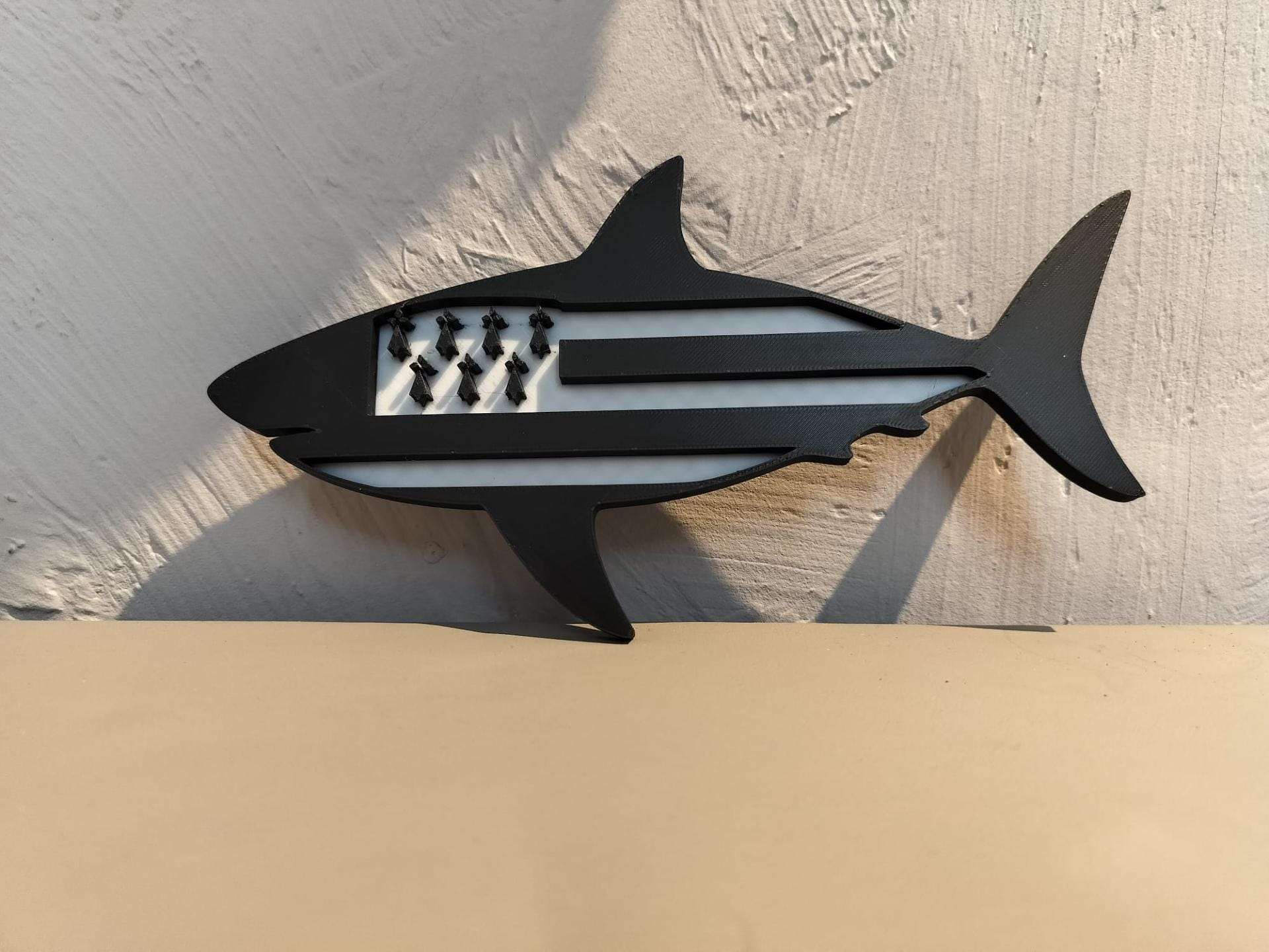 Décoration Murale Requin Gwenn Ha Du – Déco 3D Bretonne – PLA