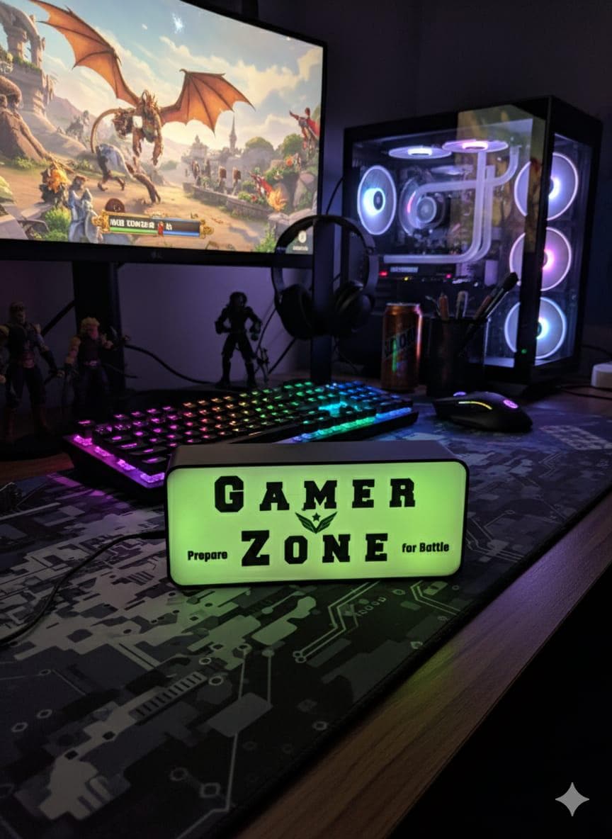 Enseigne LED Gamer Zone RGB 3D - Déco Gaming Setup