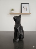 Statue Chat Origami 3D - Figurine Low Poly Moderne