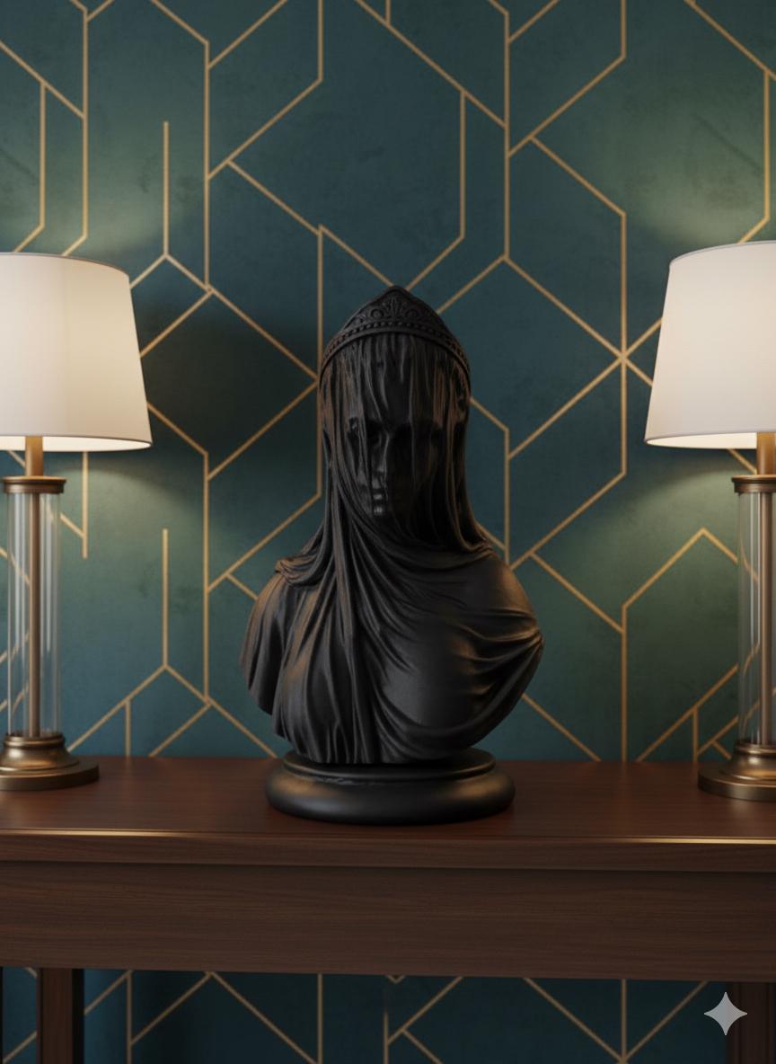 Statue Vierge Voilée 3D - Sculpture Sacrée Religieuse