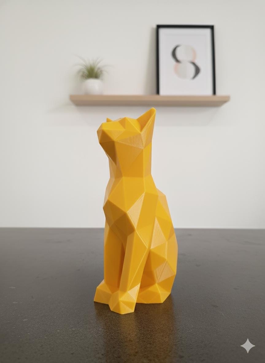 Statue Chat Origami 3D - Figurine Low Poly Moderne