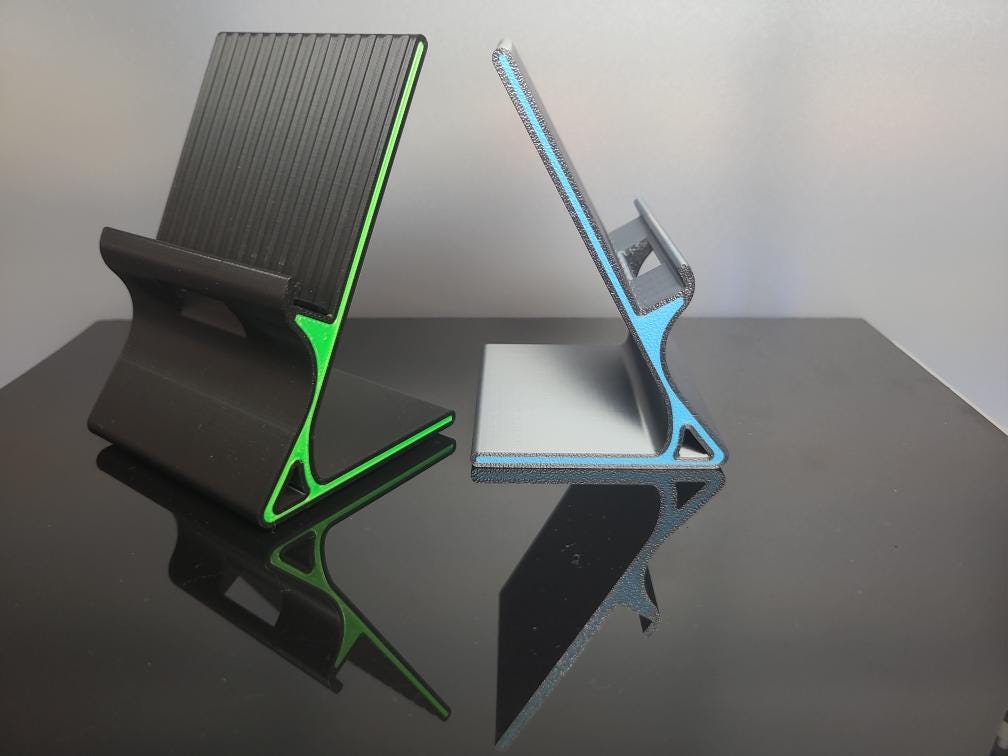 Support Téléphone Design 3D – Repose Smartphone Bureau – Bicolore PLA