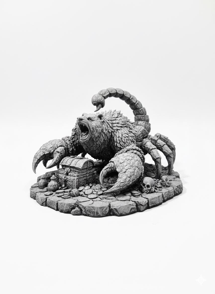 Magnet Ours-Scorpion 3D - Accessoire JDR D&D - Créature Fantasy RPG - Décor Table