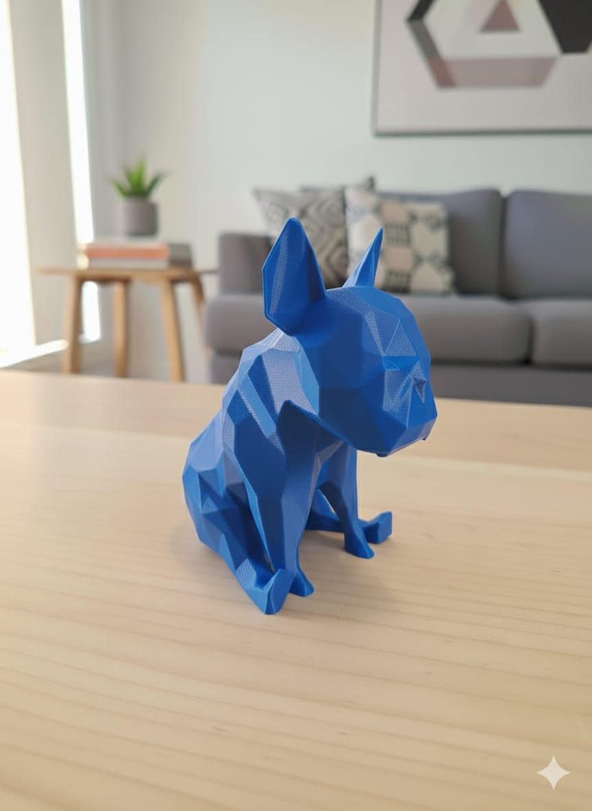 Statue Bouledogue Français 3D - Sculpture Low Poly