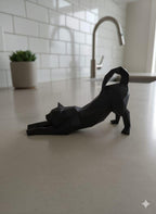 Statue Chat qui S'Étire 3D - Sculpture Low Poly