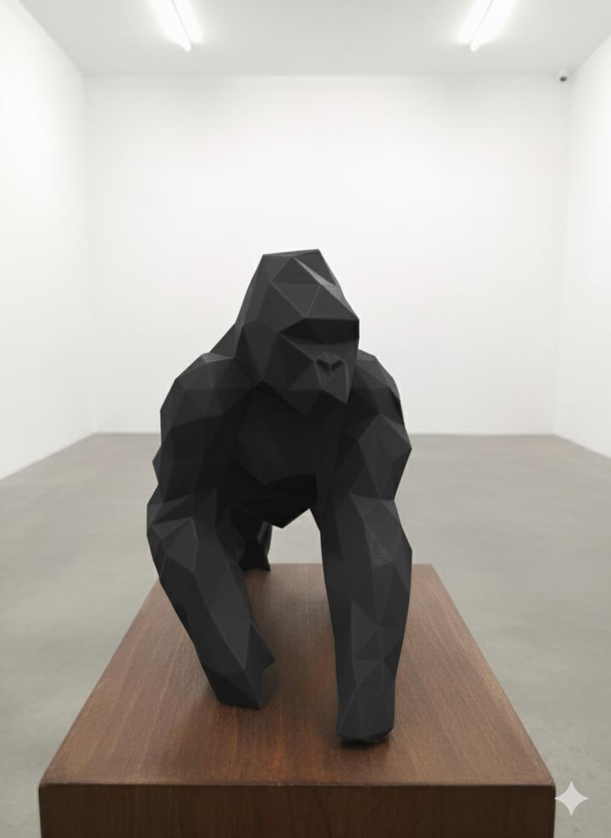 Statue Gorille Low Poly 3D - Sculpture Origami