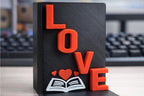 Serre-livres LOVE imprimé en 3D – Décoration bibliothèque, cadeau lecteur, idée Saint-Valentin
