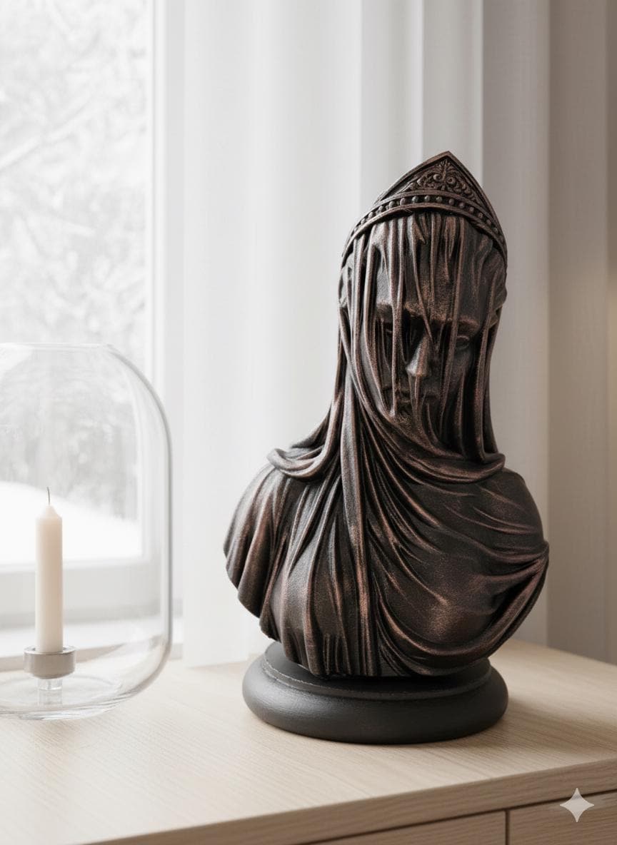 Statue Vierge Voilée 3D - Sculpture Sacrée Religieuse