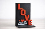 Serre-livres LOVE imprimé en 3D – Décoration bibliothèque, cadeau lecteur, idée Saint-Valentin