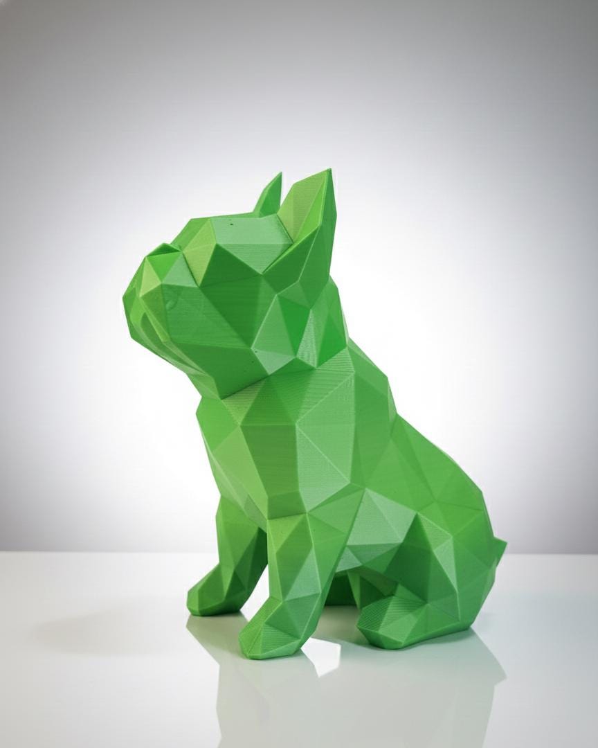 Statue Bouledogue Géométrique 3D - Sculpture Facettes