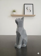 Statue Chat Origami 3D - Figurine Low Poly Moderne