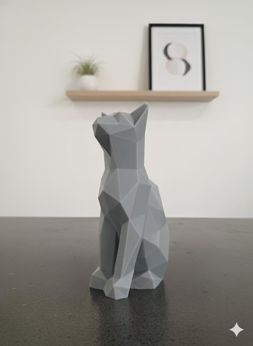 Statue Chat Origami 3D - Figurine Low Poly Moderne