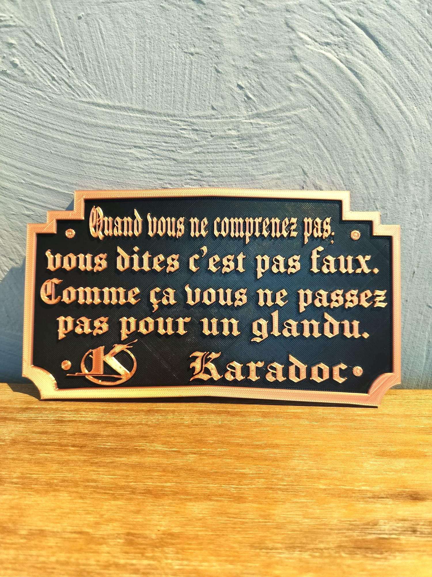 Cadre Kaamelott Citation Karadoc "C'est Pas Faux" - Déco Murale Humour - Impression 3D