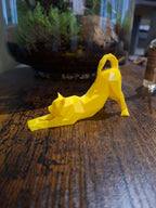 Statue Chat qui S'Étire 3D - Sculpture Low Poly